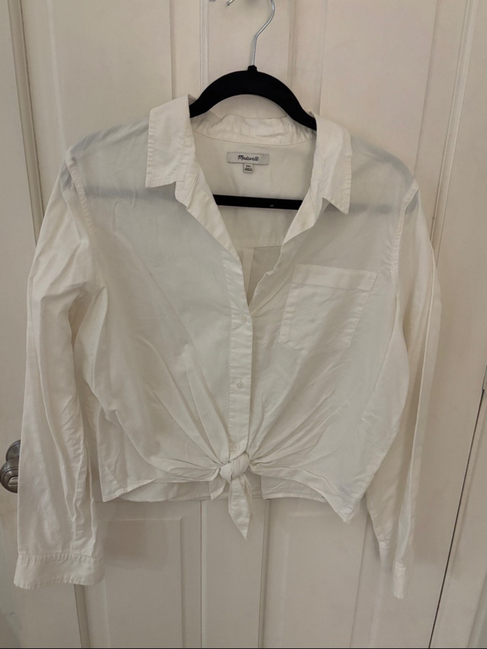 Madewell White Tie-Front Button Down Shirt